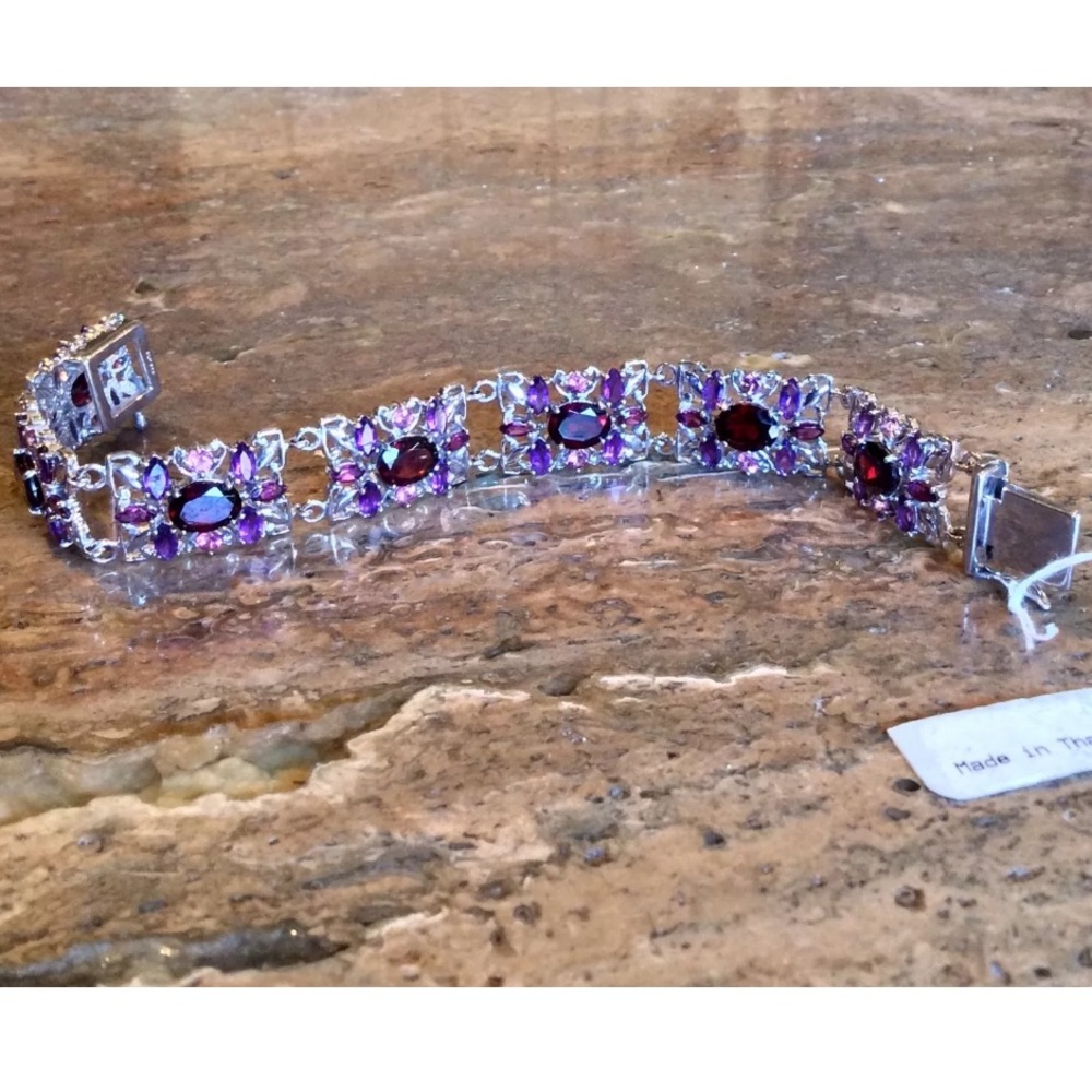 Sterling Silver 24.50 CT Multi Gemstone Bracelet